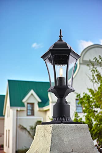 24" Dusk to Dawn Outdoor Post Light Aluminum Large Exterior Lamp Post Fixture for House Bronze Outdoor Garden Pier Mount Lights 2 Pack Pathway Column Lights with Seeded Glass (Bronze)
