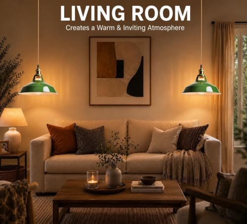 Plug in Pendant Light Vintage Hanging Lights with Plug in Cord Boho Hanging Lamp Gold Mid Century Modern Dimmable Green Plug in Chandelier Ceiling Fixture for Living Room (Pendant Light-27)