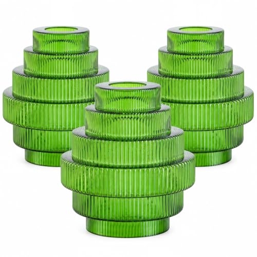 Green Stripes Glass Lamp Shades 3Pcs (Stripes Green / 3 Pack)