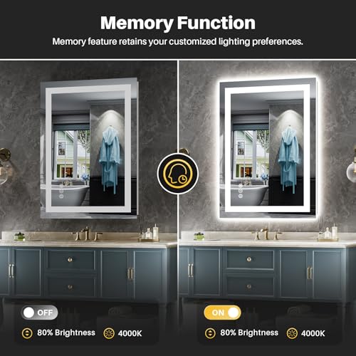 24x30 Inch LED Bathroom Mirror with Lights (Backlit+front Lit / 24"L x 30"W)