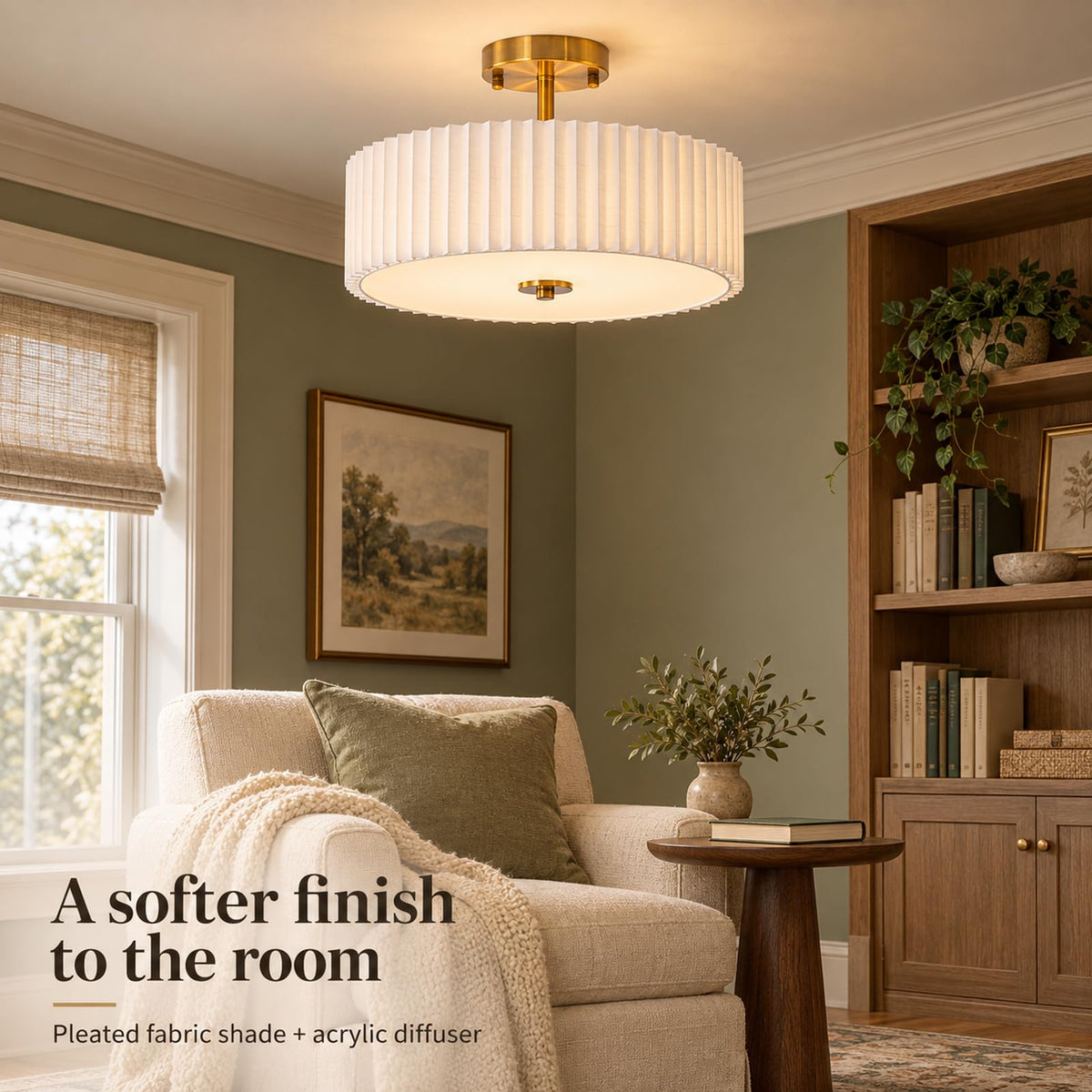 16.5" Semi Flush Mount Ceiling Light (Gold / 16.5inch)