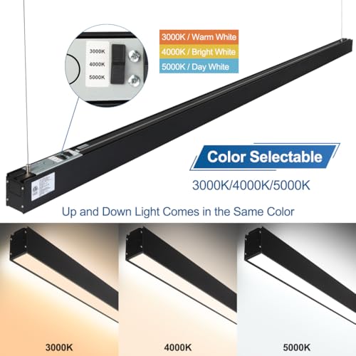 8FT Direct & Indirect LED Architectural Linear Light Fixture 4 Pack (Black / 8FT)