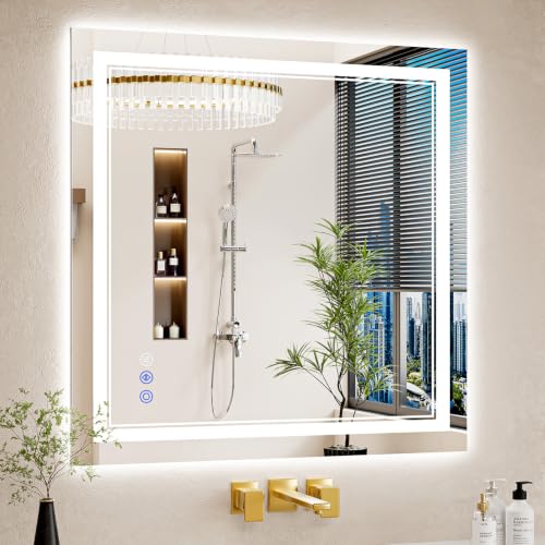 32"x32" LED Bathroom Mirror with Lights (32"L x 32"W)