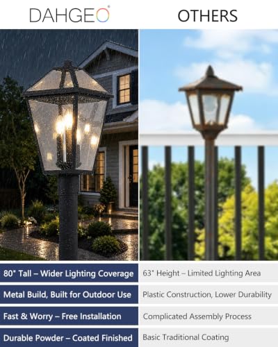 Outdoor Lamp Post Light with 3 (80"- 3-Light Warm Bulb)