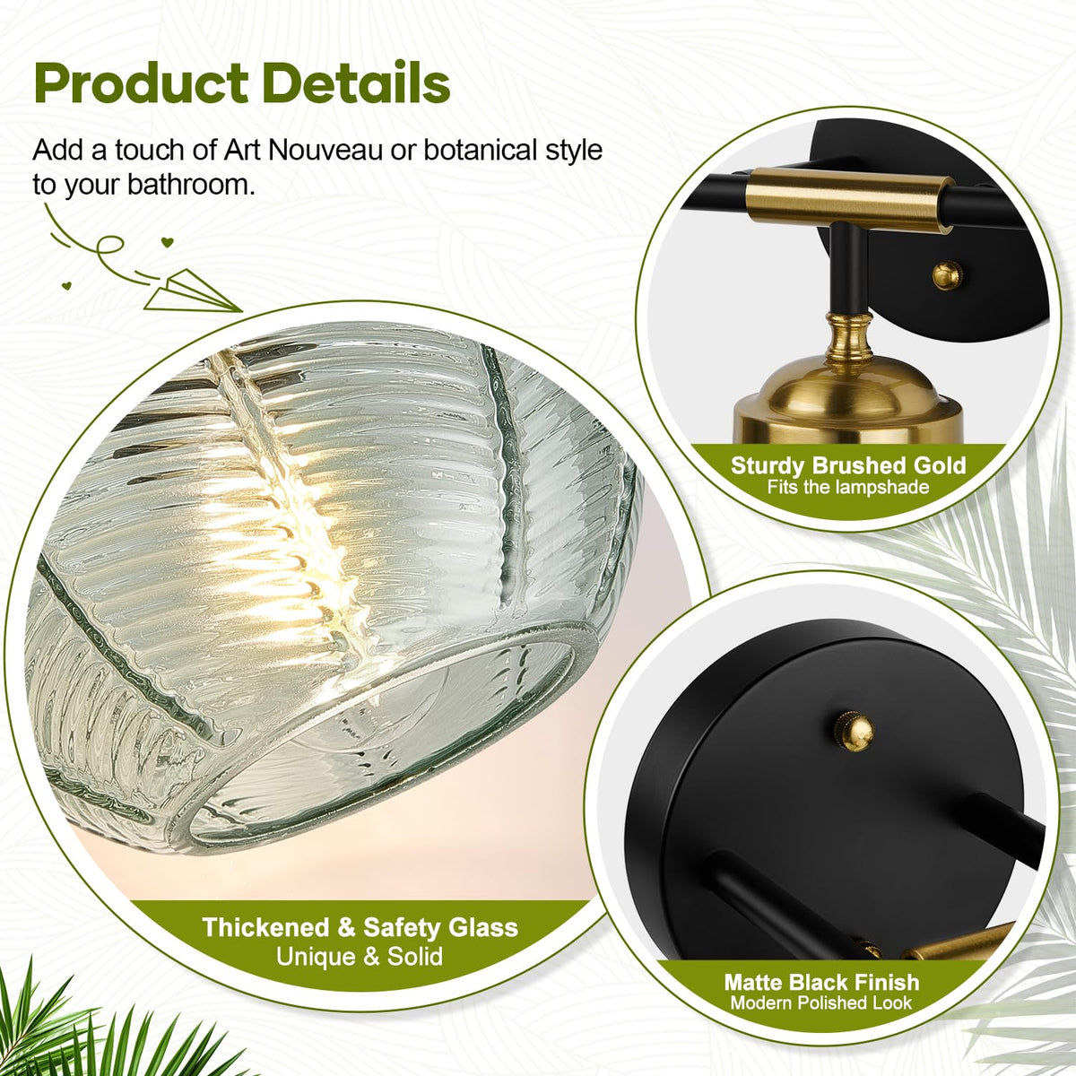 Bathroom Light Fixtures (Green Glass / 3-Light)