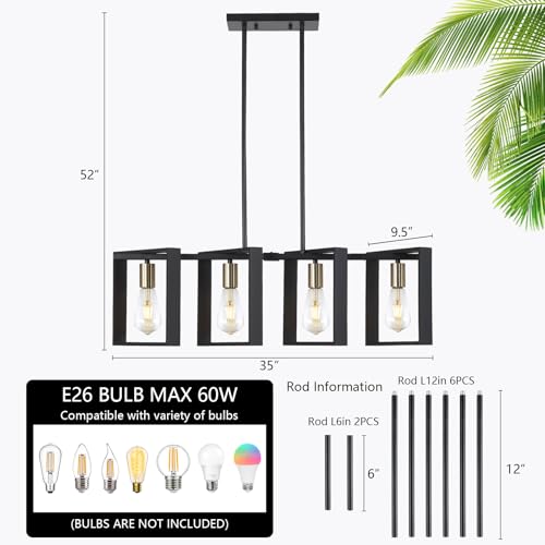 4 Lights Wood Chandelier (Black / 4 lIGHTS A)