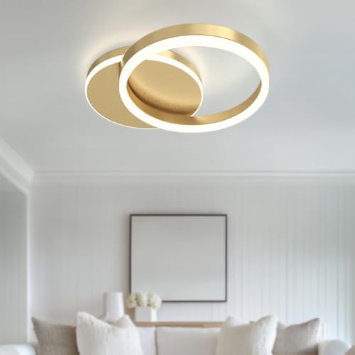 Chloe Flush Mount Ceiling Light (Metallic Gold / 2 Circles / Cool White)