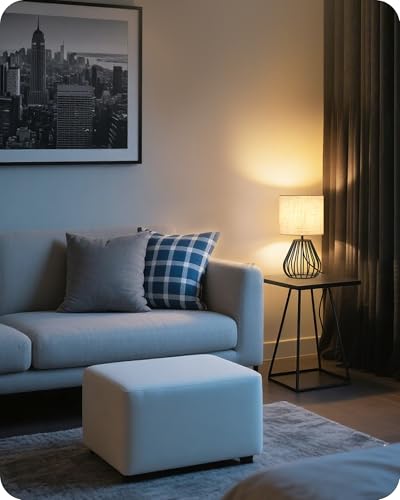 Small Bedside Table Lamp (Beige + Black)