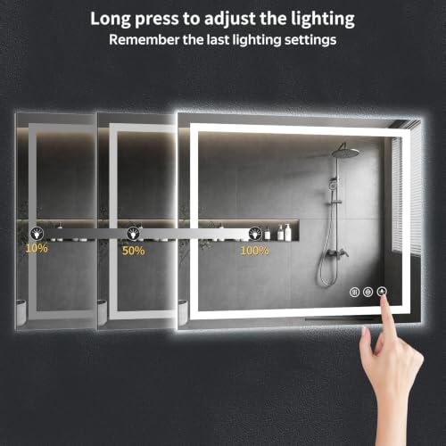 55"x40" LED Bathroom Mirror with Lights (Frontlit & Backlit / 55"L x 40"W)