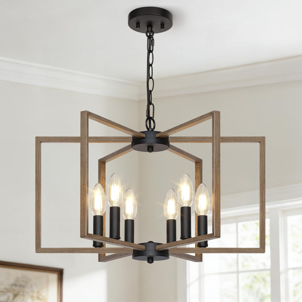 6 Light Farmhouse Chandelier (Brown / 6-Light)