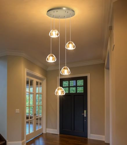 Modern Glam Crystal Chandelier Large Size LED Light Fixture Luxury Pendant Ceiling Light with Remote Dimmable Lighting for Dining Room Living Room