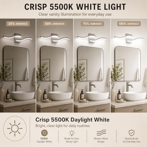Brushed Nickel Curved Bathroom Vanity Light Fixture Over Mirror (Brushed Nickel / 23.62INCH,2 PACKS)