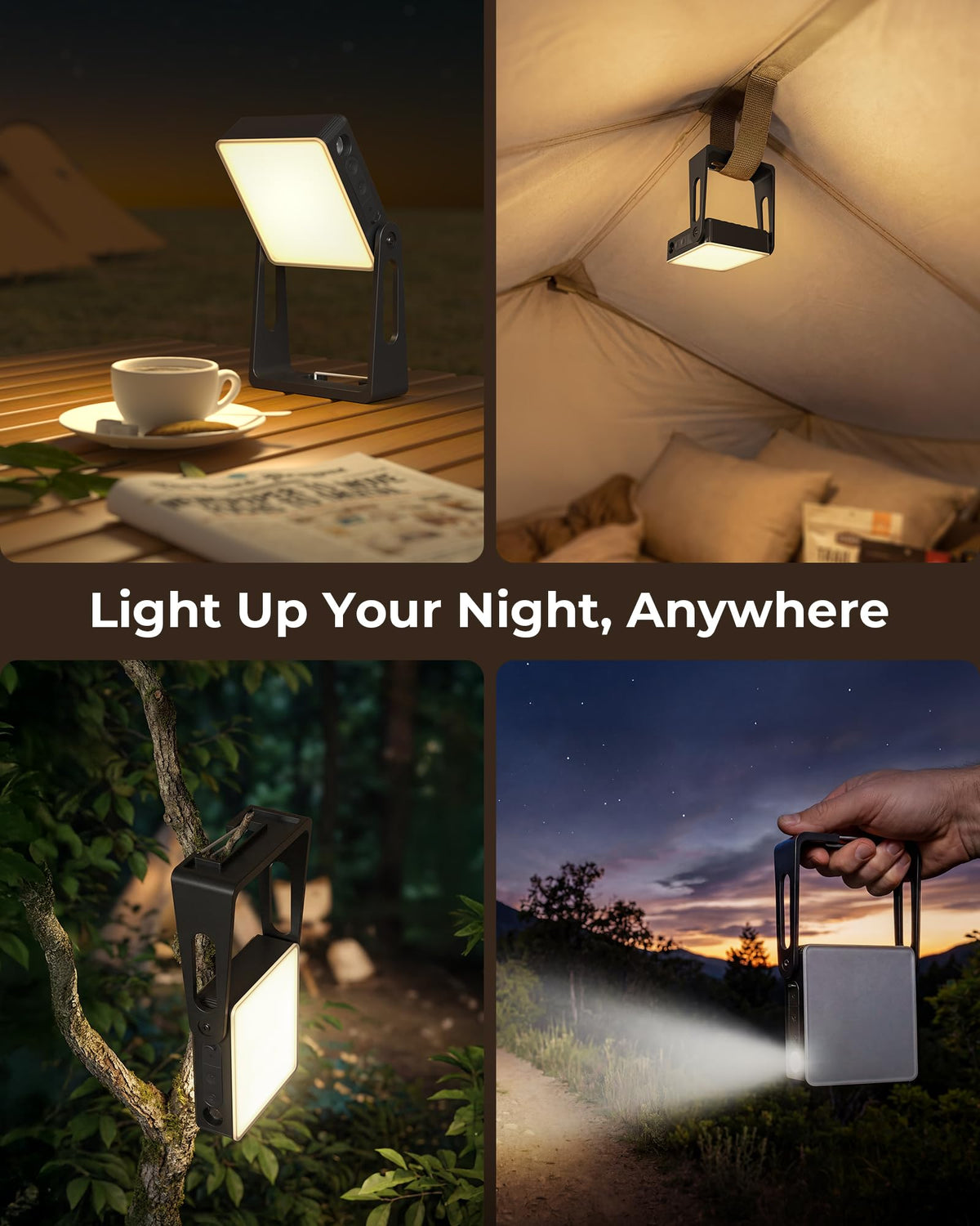 Rechargeable Camping Light Lamp (Black-2P)