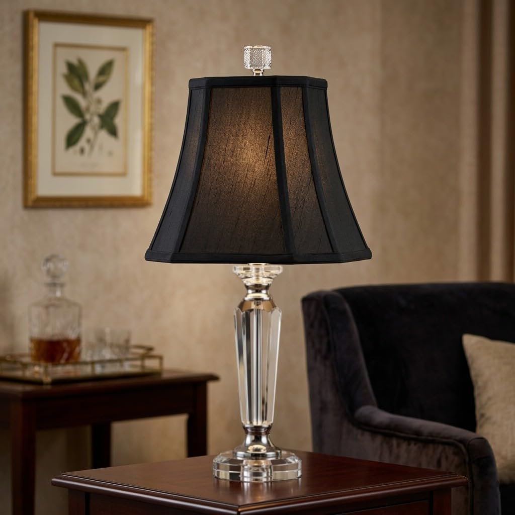 BSO-710-14BLK Rectangle Cut Corner Basic Lamp Shade, (6x8) x (9x14) x 10.5, Black with Gold ((6x8) x (9x14) x 10.5 / Black)