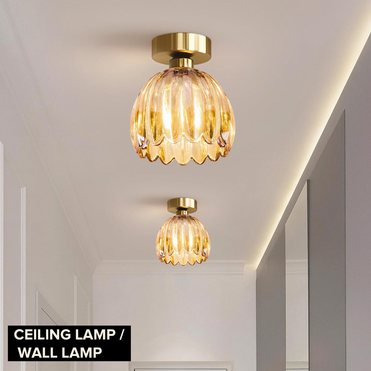 Amber Tulip Glass Lamp Shades Set of 2 (Tulip Amber / 2 Pack)