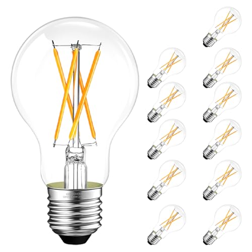 A19 E26 LED Light Bulbs 60 Watt Equivalent (12 Pack / 2700k Warm White)