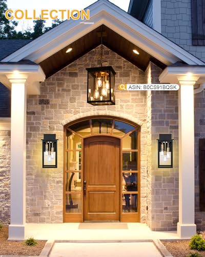 3 Light Large Outdoor Wall Light Fixture (Black & Brass / 3-Light, 1-Pack)