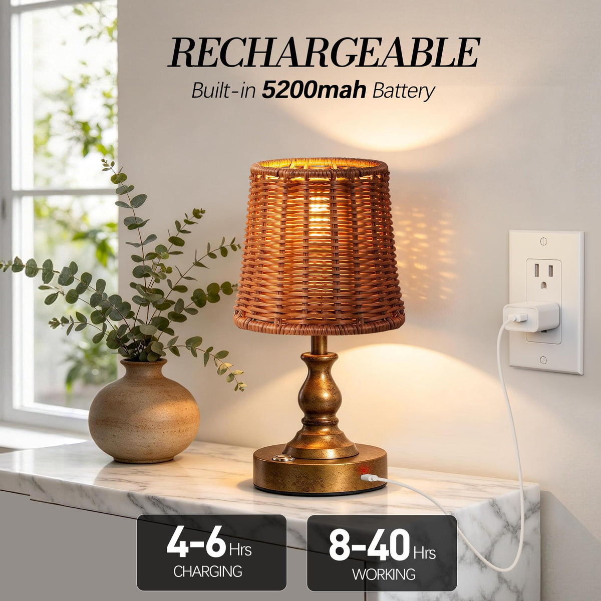 Mini Cordless LED Table Lamp (Antique Gold)