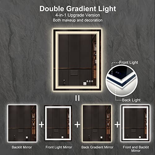 LED Mirror 28x36 Inch Gradient Front and Backlight Lighted Mirror (Front and Backlit / 36"L x 28"W)