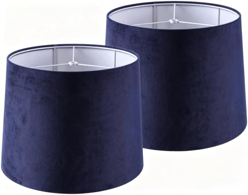 Blue Velvet Lamp Shades Set of 2 (Blue-Velvet / 11×13×10 IN-2 PCS)