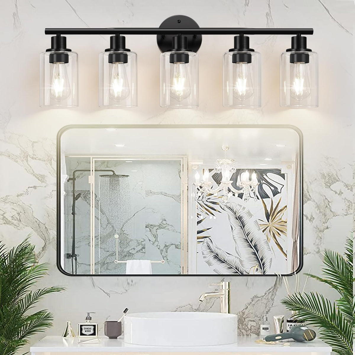 5 Light Bathroom Light Fixtures (Matte Black / 5-light)