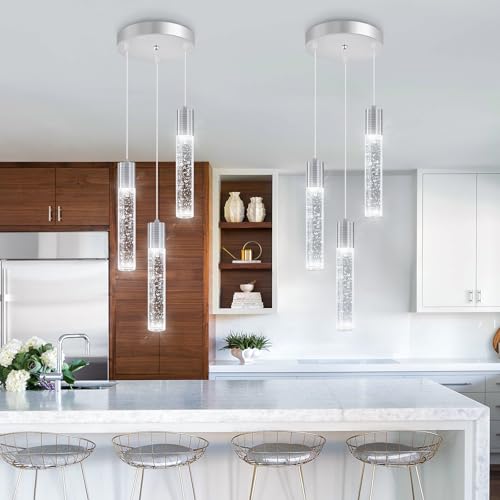 LED Pendant Lighting Modern Pendant Light Mini Crystal Chandeliers Adjustable Pendant Light Fixture for Kitchen Island Dinning Room Bedroom