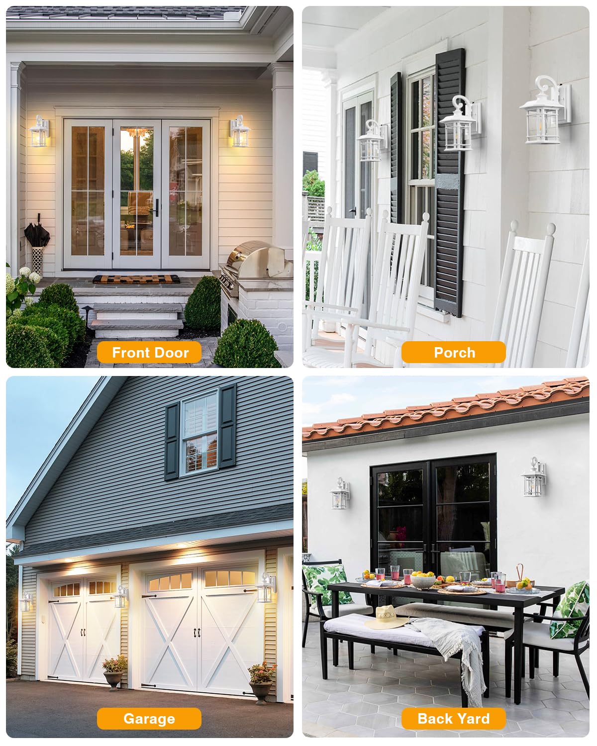 White Exterior Lighting Fixtures (White / 12.4 in Dusk to Dawn 2 Pack)