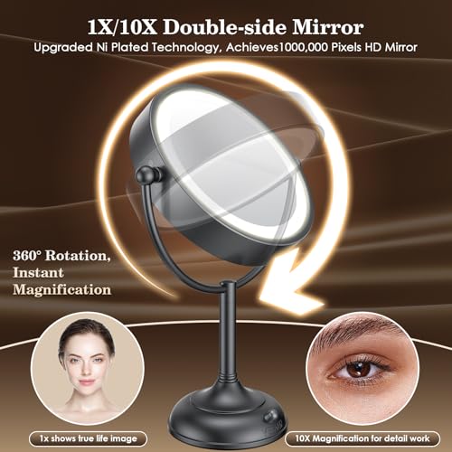 Professional 8.5" Large Lighted Makeup Mirror with Brighter Lights