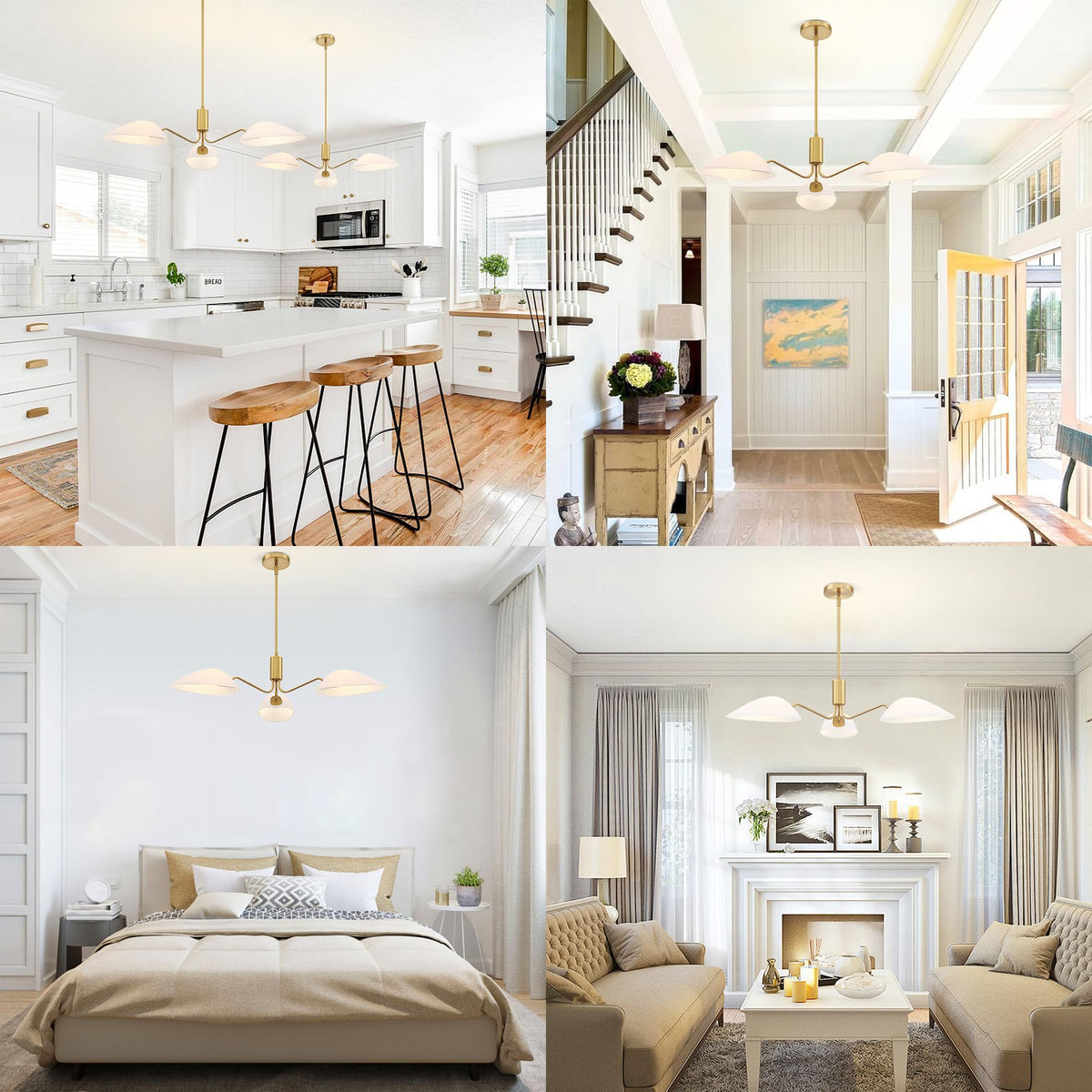 Modern Glass Chandeliers (Gold-3LT-Pendant)