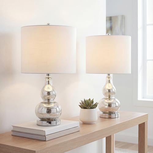 Anya Gourd Glass Table Lamp 20.5" (Set of 2 / Mercury Silver)