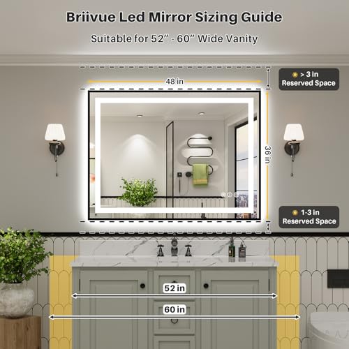 48x36 Inch LED Bathroom Mirror with Black Frame (Backlit+front Lit With Black Frame / 48"L x 36"W)