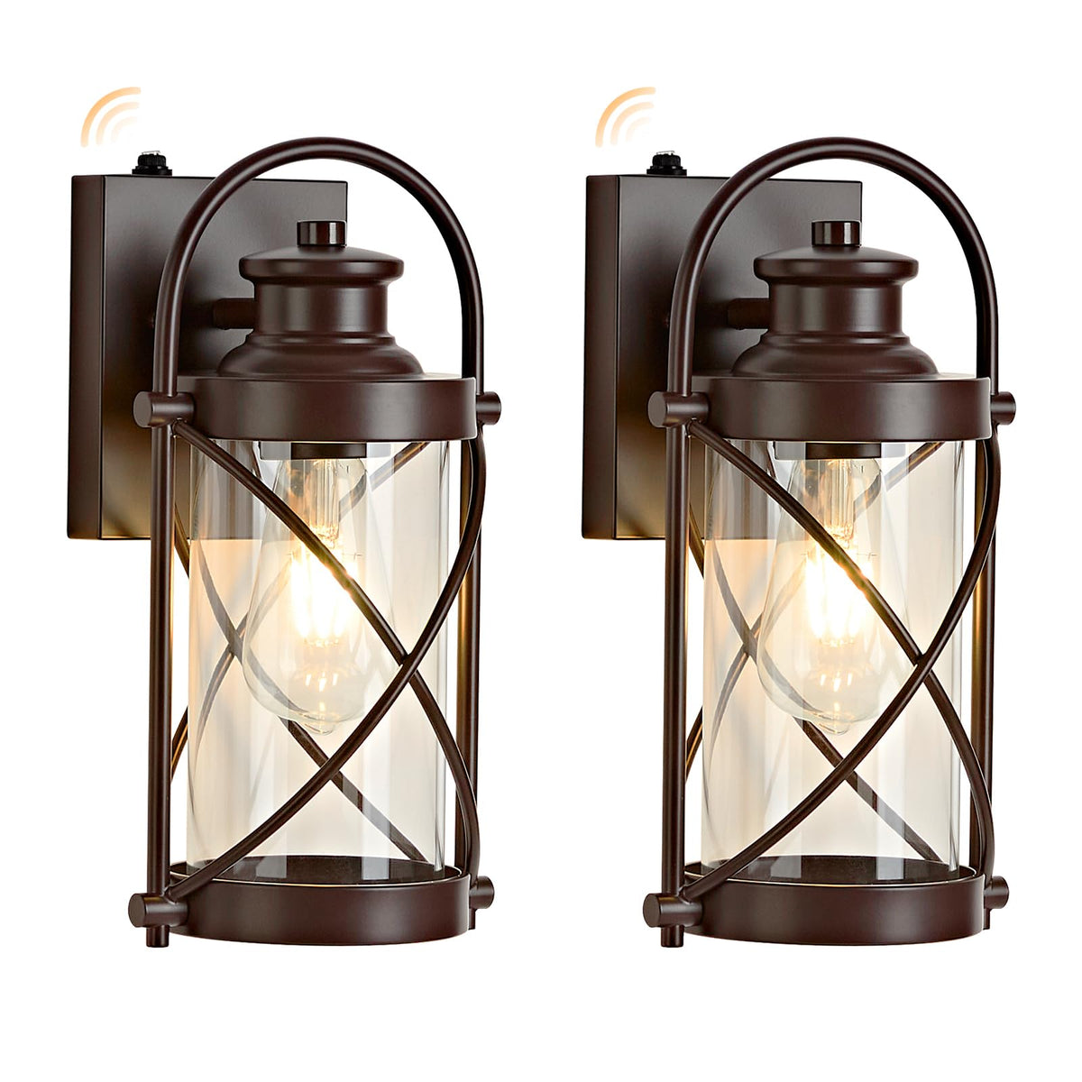Dusk to Dawn Outdoor Wall Lights Fixtures (Coffee-Bronze / 12.8''(2-Pack))