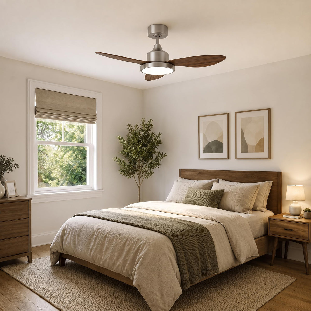 2 Pack 42" Ceiling Fan with Lights (Silvery & Walnut / 42 Inch)