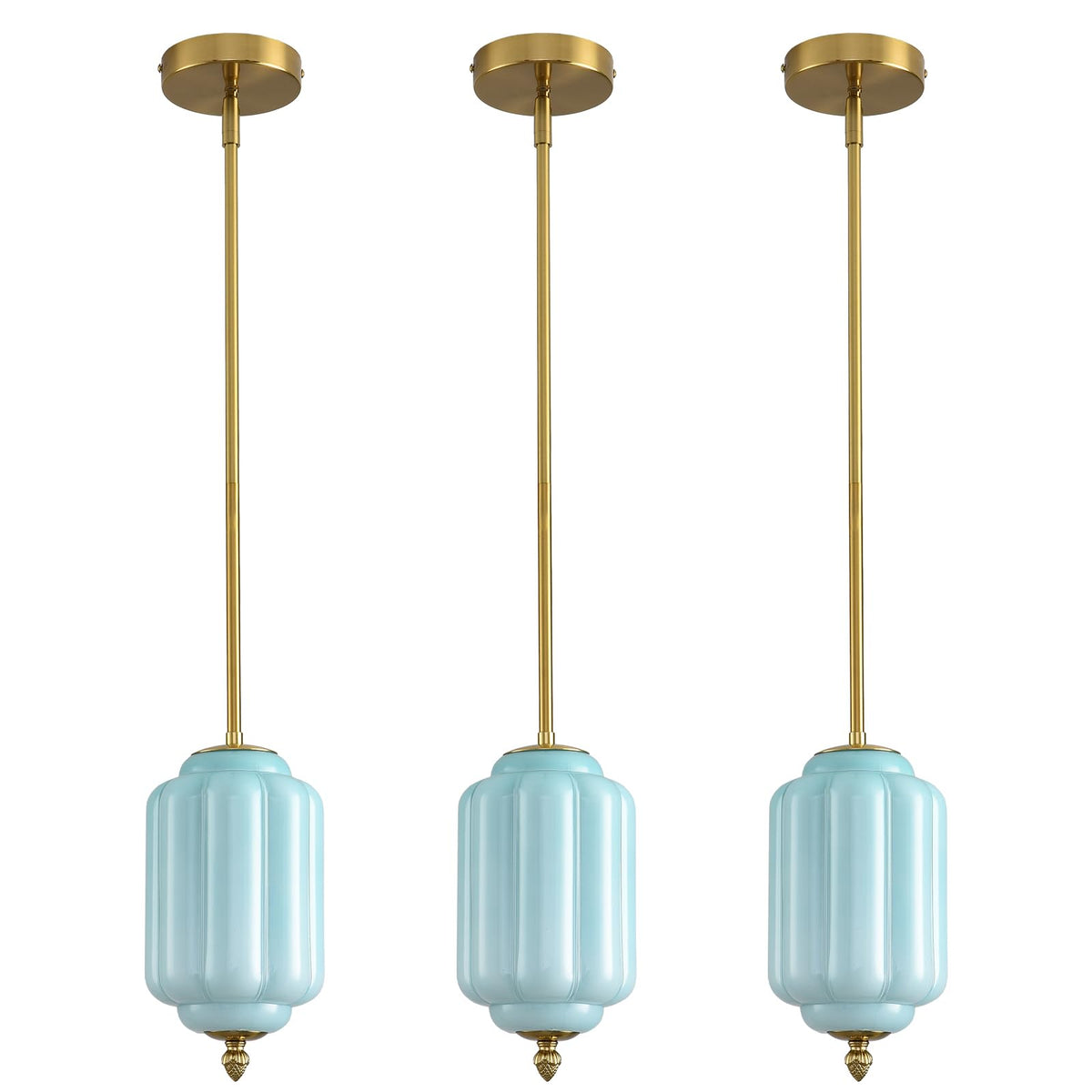 Vintage Blue Glass Pendant Lights 3 (Blue-3 Pack / 5.5 Inch)
