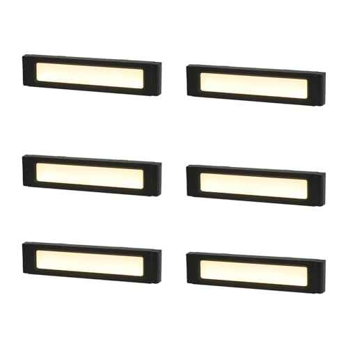 6 Pack 6.5" LED Outdoor Step Lights 3000K Low Voltage Stair Lights (Modern Rectangle / 6 Pack)