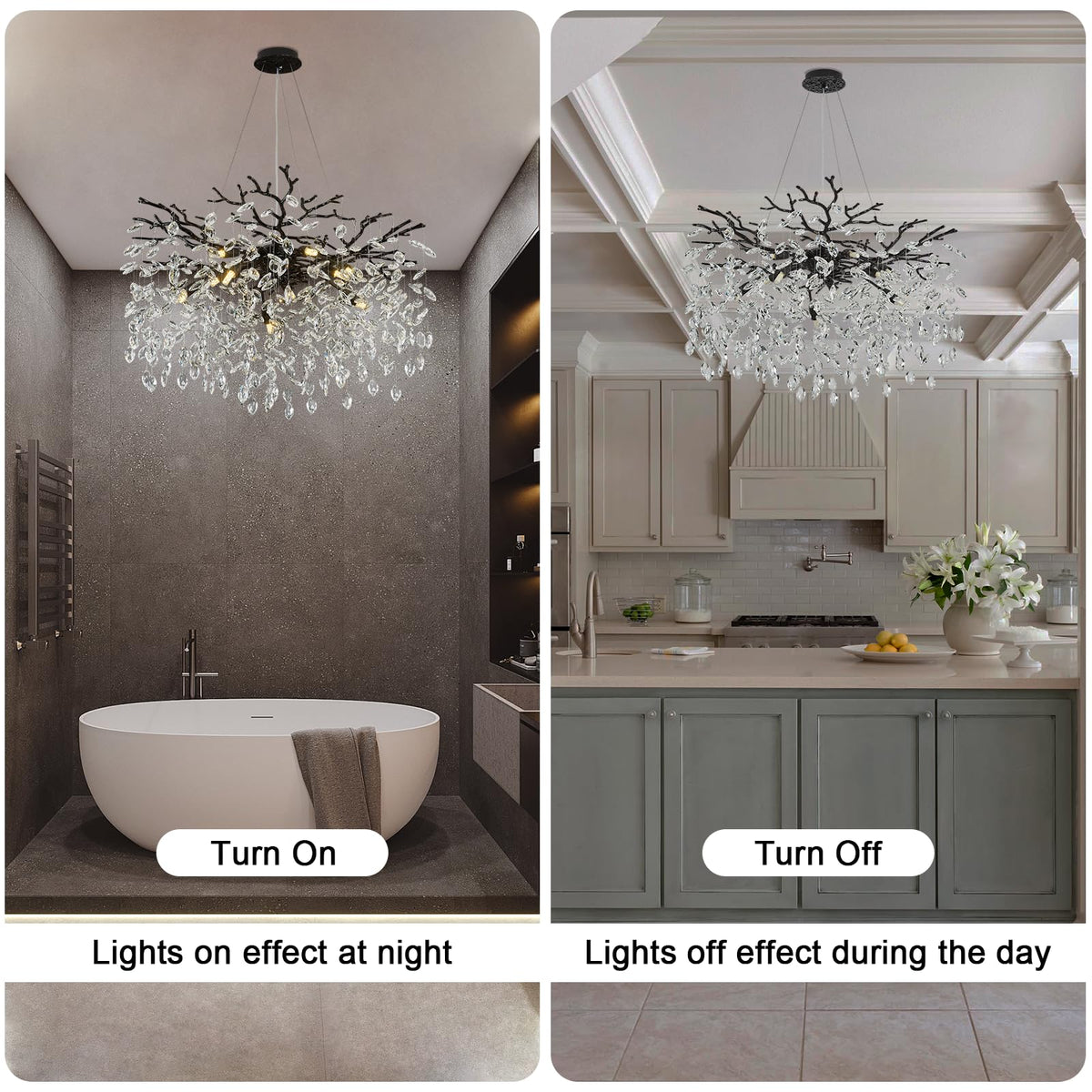 Modern Crystal Chandelier (Black / A-D31.5 Inch)