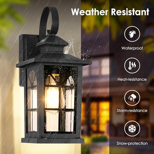 2 Pack Dusk to Dawn Outdoor Wall Light Fixtures (13.6" (2-Pack）)