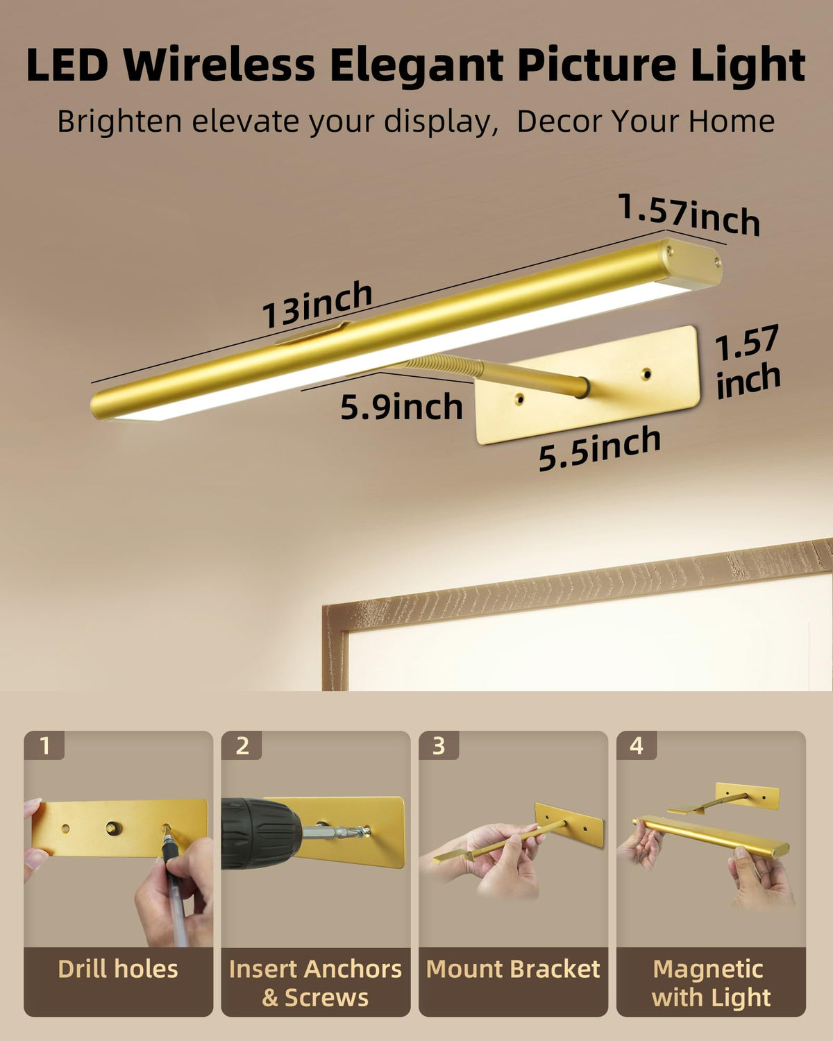 Picture Light for Wall (Gold / 13inch)
