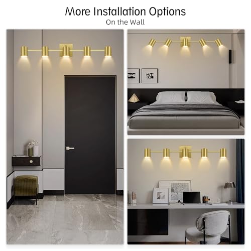 5 Light Track Lighting Fixtures Ceiling (5 light-gold)
