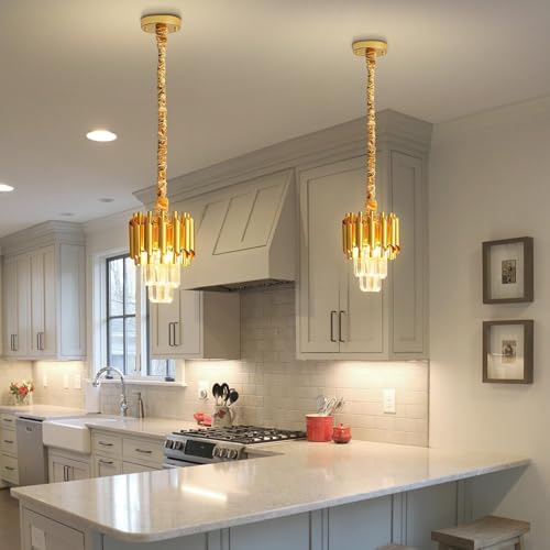 Modern Gold Crystal Chandelier 2 (D7.4"XH10.2" Gold)
