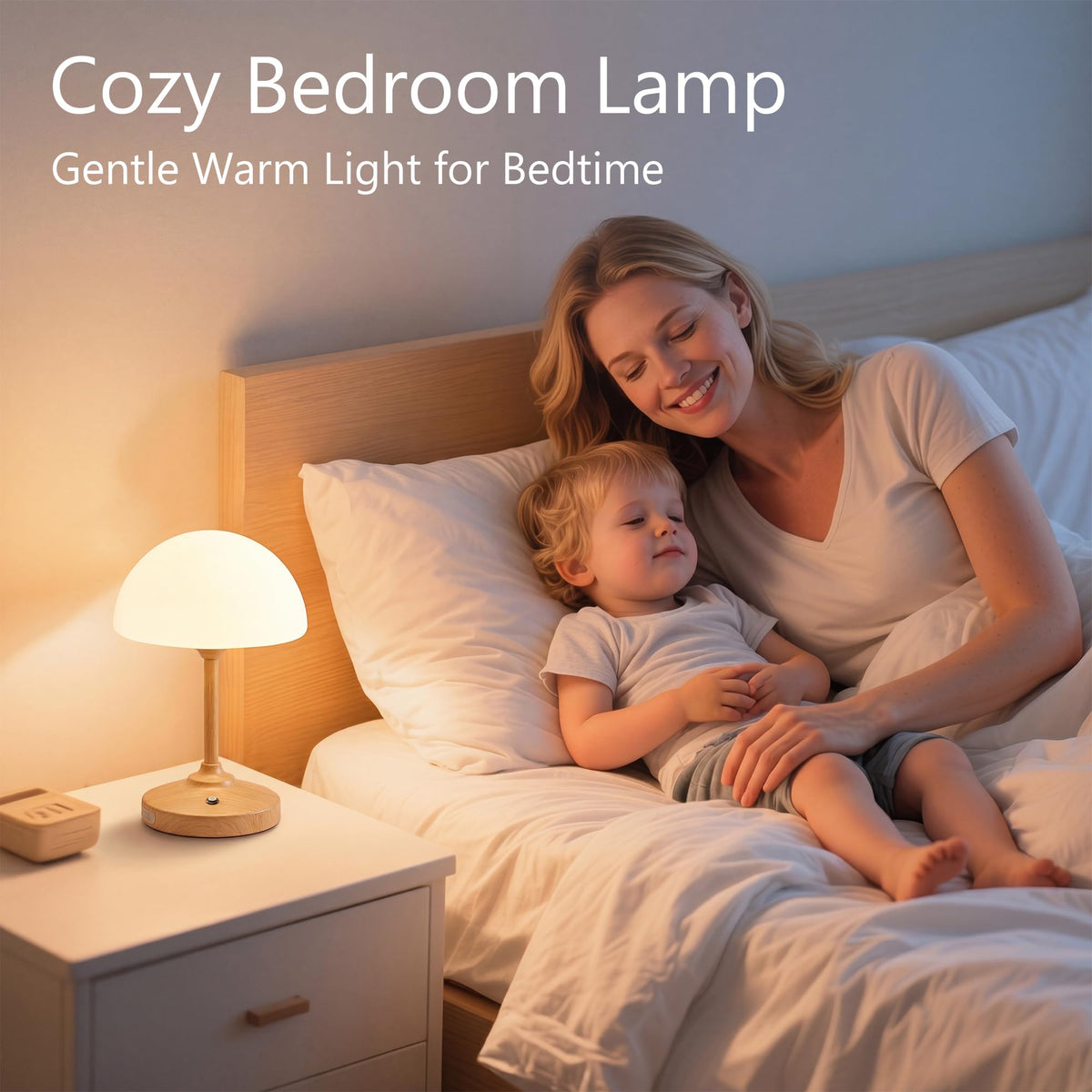 Mushroom Lamp Cordless Lamp for Bedroom (Mushroom Glass Shade)