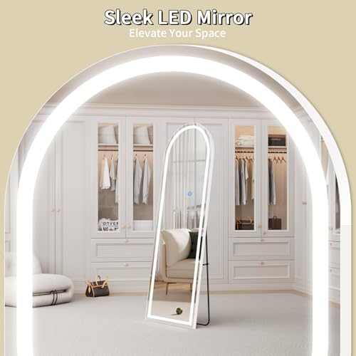 LED Arched Full Length Mirror (Standing Mirror-arched / 65"L x 24"W)