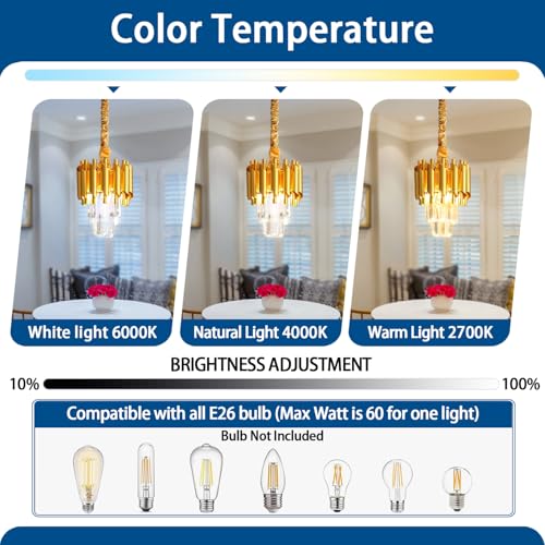 Modern Gold Crystal Chandelier 2 (D7.4"XH10.2" Gold)