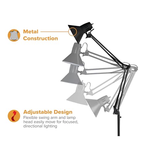 Office VLF100F Swing Arm Metal Floor Lamp (72" Tall / Floor, Black)