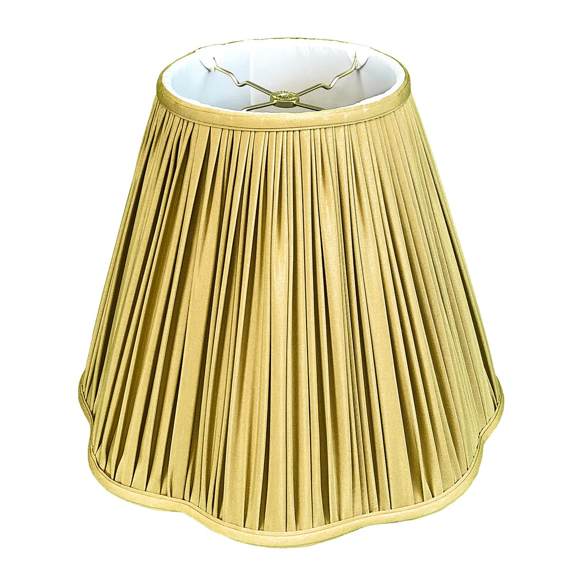 BS-754-16AGL Bottom Scallop Gather Pleat Basic Lamp Shade, 8 x 16 x 13, Antique Gold (Antique Gold / 8 x 16 x 13)