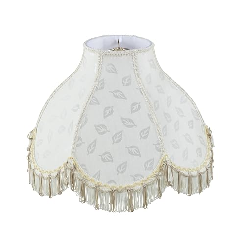 30626 Tranditional Scallop Dome Shape Spider Construction Lamp Shade in Butter Cream Jacquard Fabric (Butter Cream & 17" Wide)