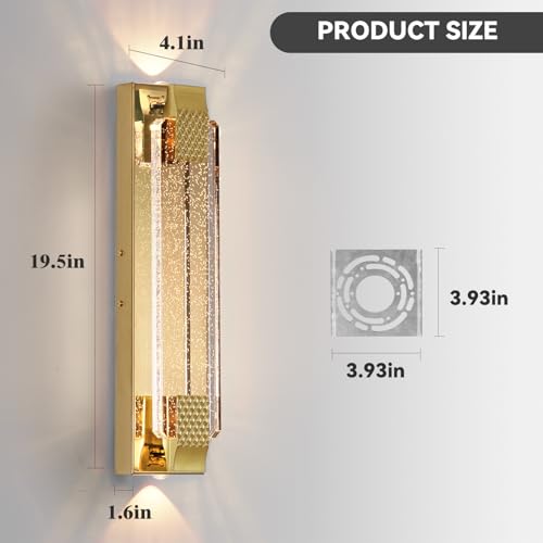 Dusk to Dawn Outdoor Light with Crystal Bubble Glass (Gold / 19.6 Inch)