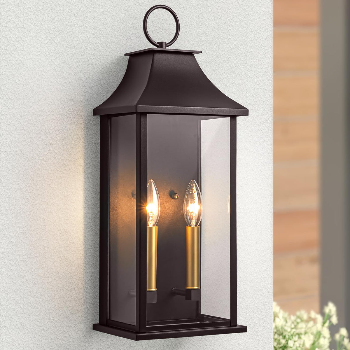 Oil Rubbed Bronze 20.6" Outdoor Wall Light (Bronze(with Gold Base) / 20.6 inch)