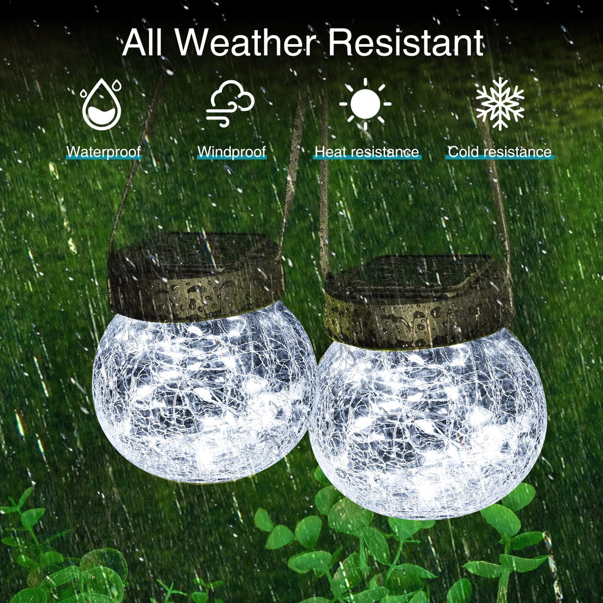 Solar Lanterns Outdoor Waterproof 2 Pack (Cold White / 2 Pack)