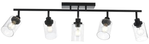 5 Light Black Track Lighting Kit Ceiling Mount Kitchen Track Lighting Fixtures (Black / 5-Light)